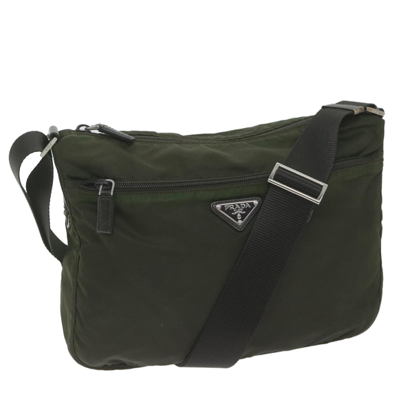 PRADA Shoulder Bag Nylon Khaki Auth 62330 - Picture 1 of 16